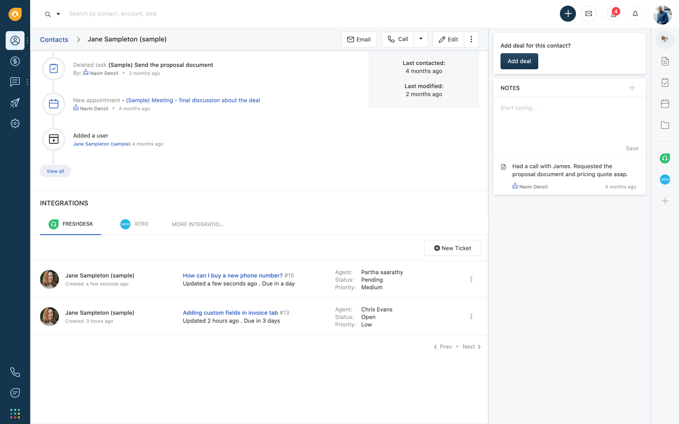 Screenshot Freshsales API: Integration of the Freshdesk tool for customer contact